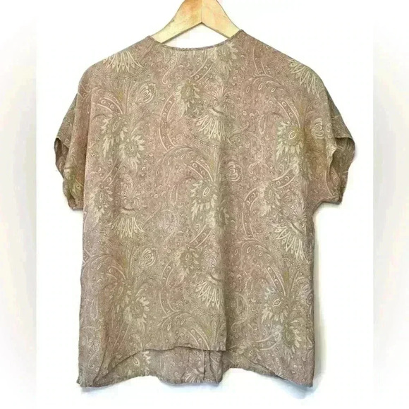 Liz Claiborne Womens Silk Paisley Fairy Core Powder Pink Boho Ethereal Top 4 - Picture 1 of 13